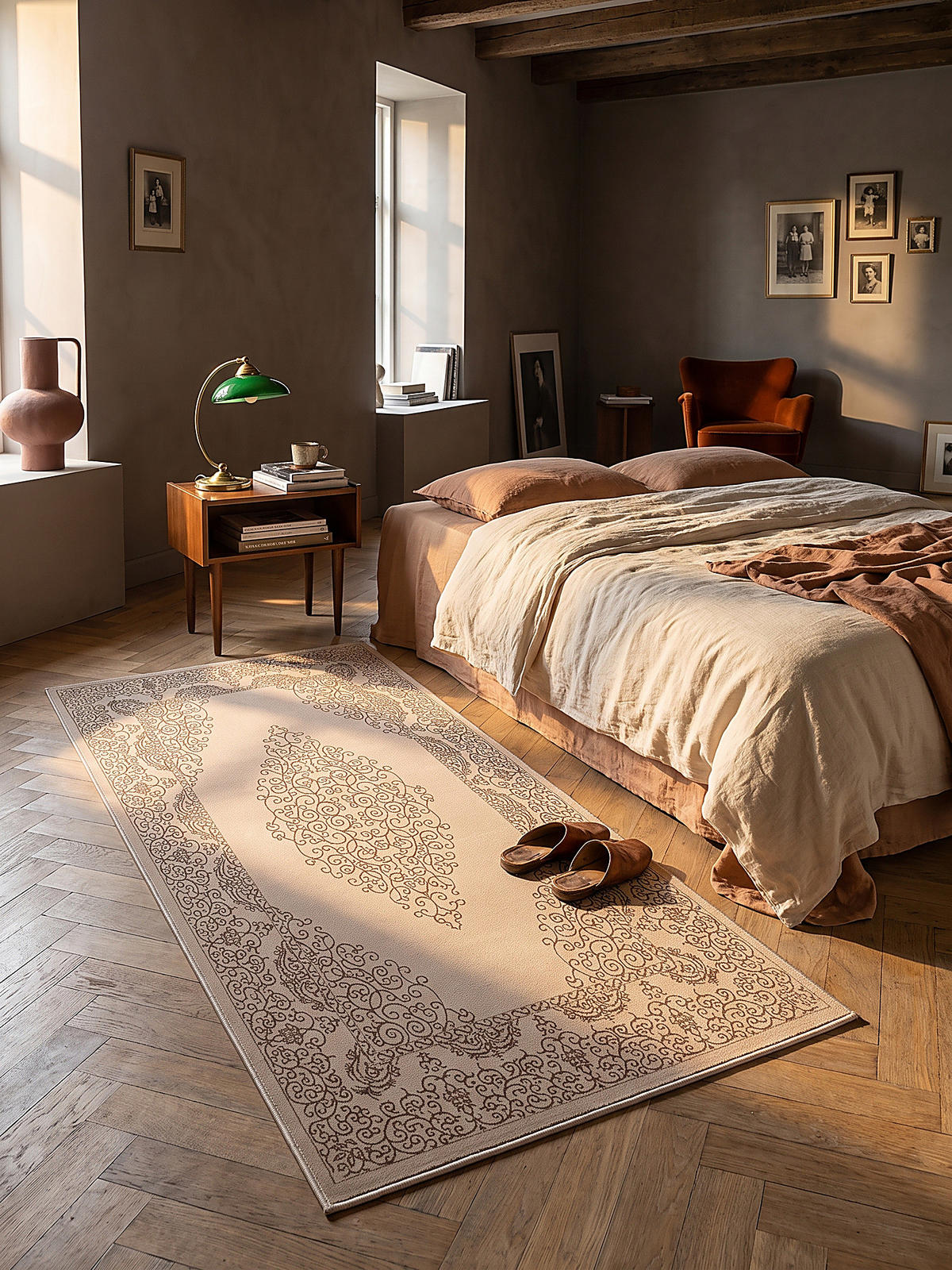 TEPPICH Kurzflor ERESMA Orient-Medaillon Polyester Beige 80 x 150 cm - Beige, Textil (80/150cm) - KADIMA DESIGN