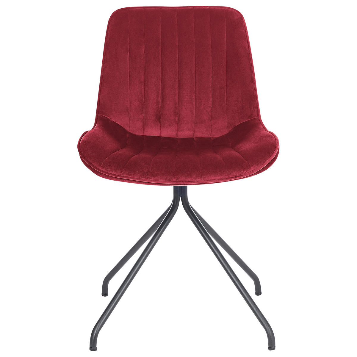 ESSZIMMERSTUHL 2er-Set Samtstoff Rot Navasota - Rot, Textil/Metall (47/83/62cm) - Beliani