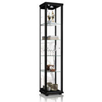 GLASVITRINE 33/37/176 cm mit Spiegel, LED, Schloss & 4 höhenverstellbaren Glasböden - Transparent/Silberfarben, Glas/Holzwerkstoff (37/176/33cm) - K-Möbel