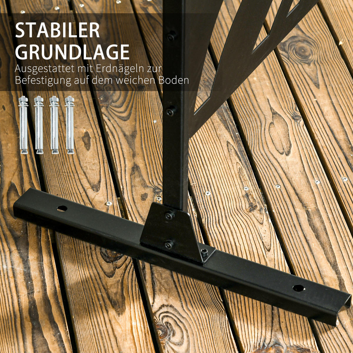 GARTENSICHTSCHUTZ, Stahl, Schwarz - Schwarz, Metall (45/198cm) - Outsunny