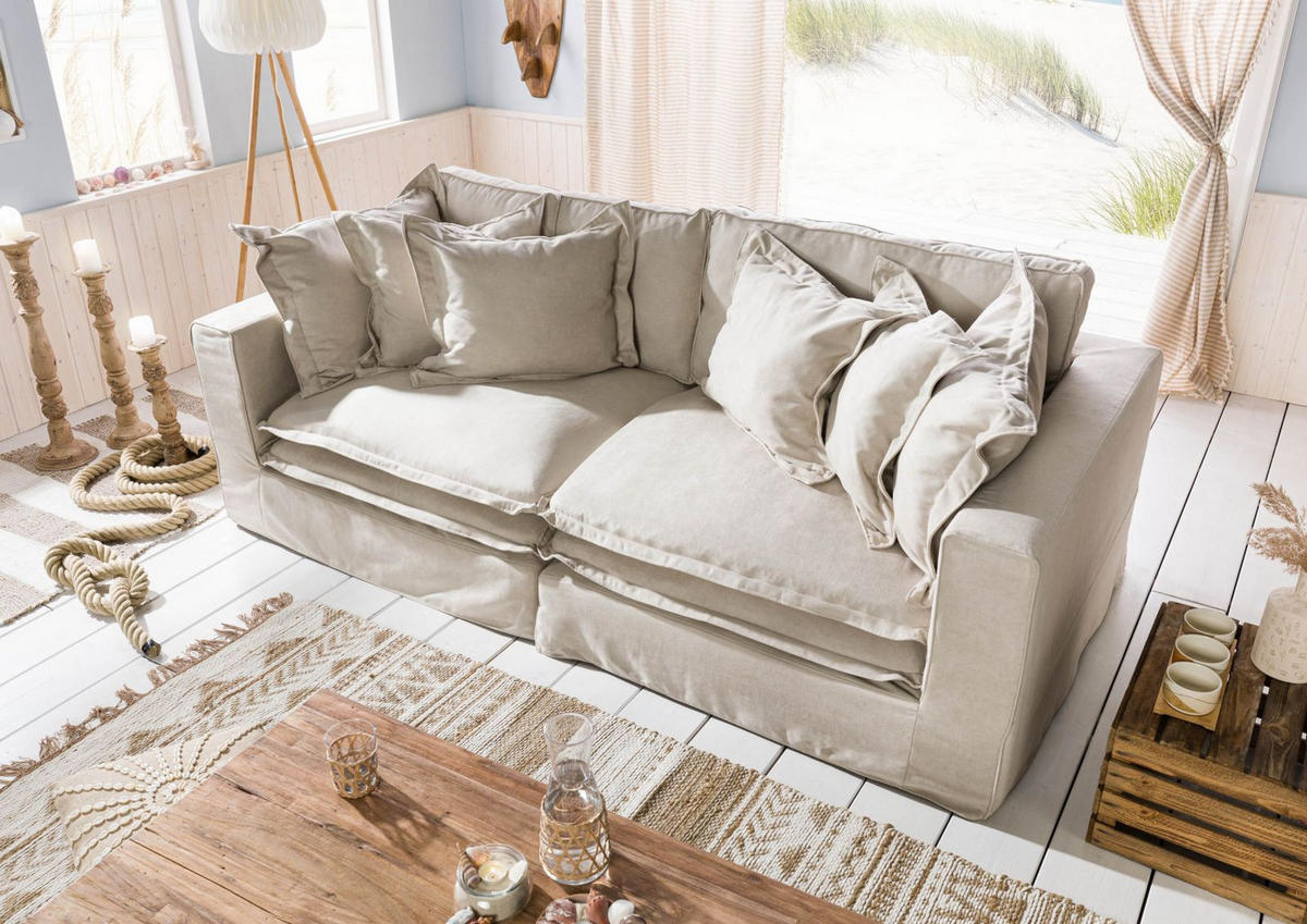 SOFA 2-Sitzer 238x117x90 beige SYLT - Beige, Kunststoff (238/90/117cm) - Massivmoebel24