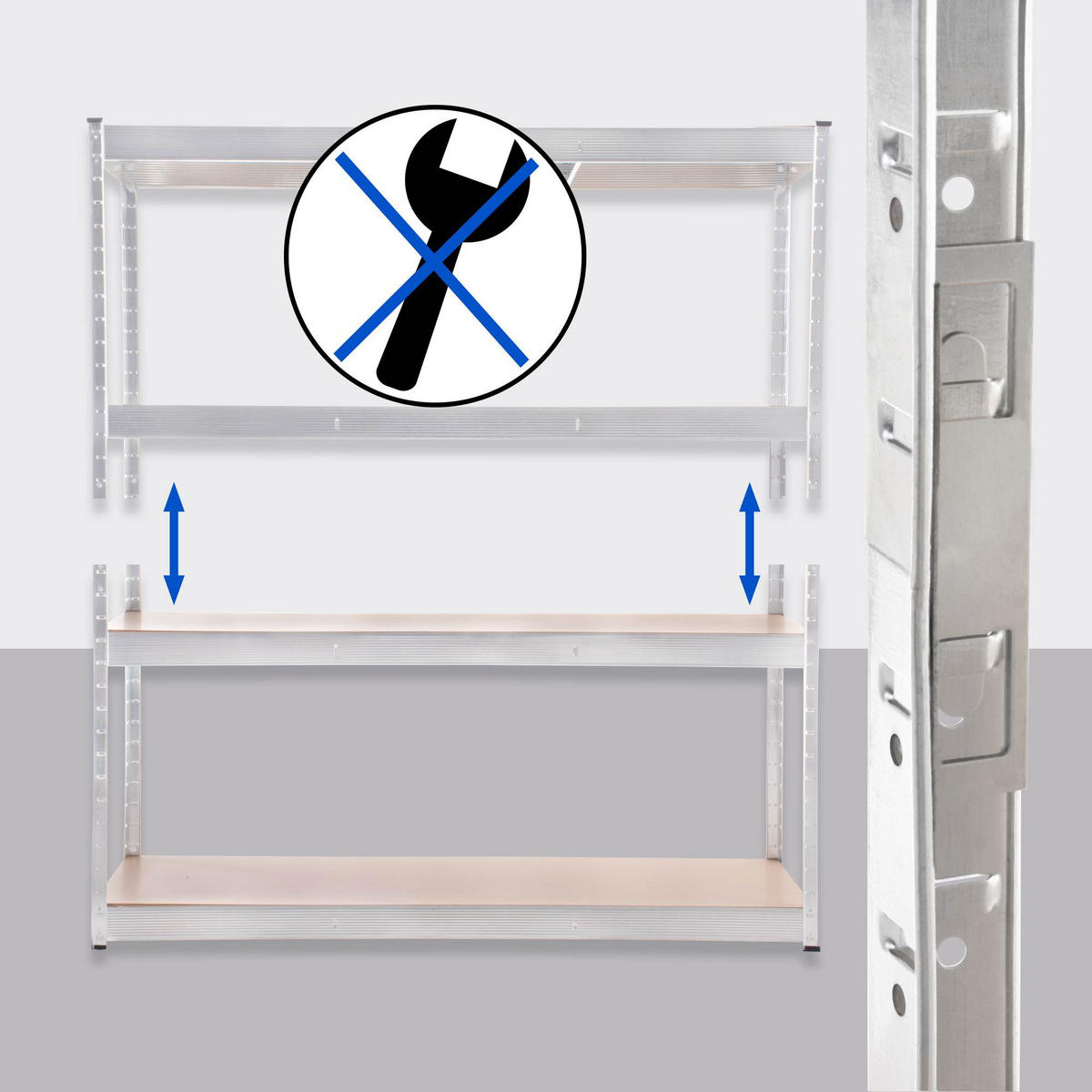 LAGERREGAL 160/60 cm Metall Weiß - Weiß, Metall (160/180/60cm) - CLP