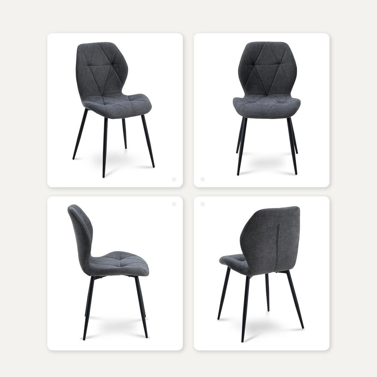 ESSZIMMERSTÜHLE 6er-Set Stoff Dunkelgrau - Anthrazit, Textil (43/86/47.5cm)