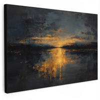 LEINWANDBILD Goldene Reflexion auf dem Wasser Wohnzimmer Groß 120x80 cm - Anthrazit, Textil (120/80cm) - MuchoWow