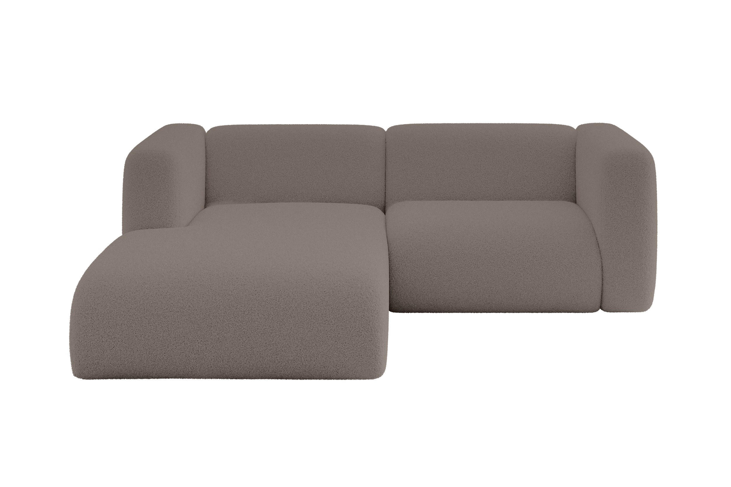 ECKSOFA Ottomane Links MIRA-L1 227x179x89 Braun Bouclé - Dunkelbraun/Schwarz, Holzwerkstoff/Kunststoff (227/179cm) - ALTDECOR