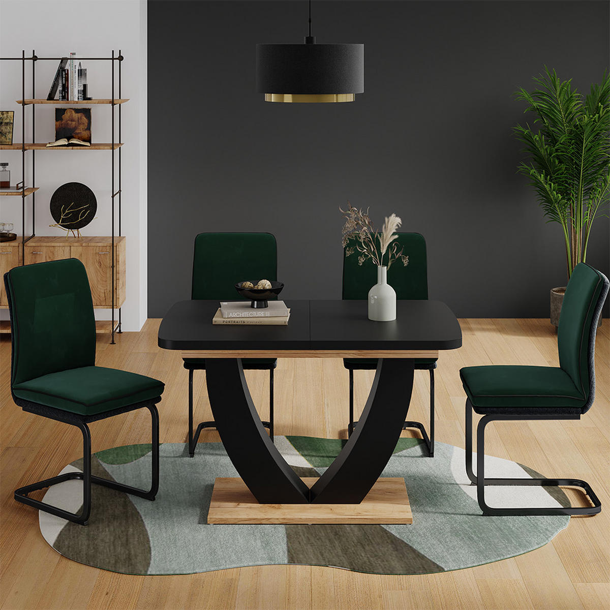 JÍDELNÍ STŮL Fenaro Černý/zlatý dub - medově dubová/černá, kompozitní dřevo (80/120/77.4cm) - Vicco