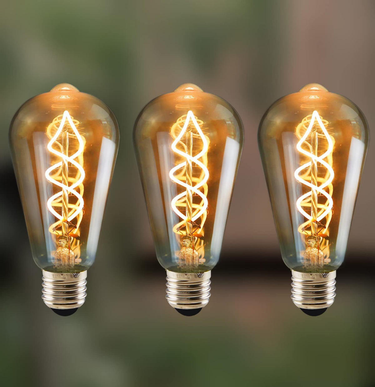 LED žárovky Ansel II 13,5/6,4/6,4 cm (balení po 3 ks) - hnědá, sklo (6.4/6.4cm) - Nettlife