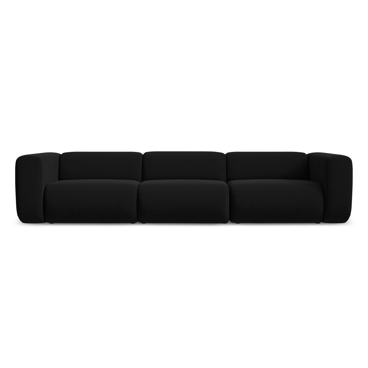 4-SITZER-SOFA Samt Stoff Schwarz - Schwarz, Kunststoff/Textil (319/70/89cm) - LaMiaSofa