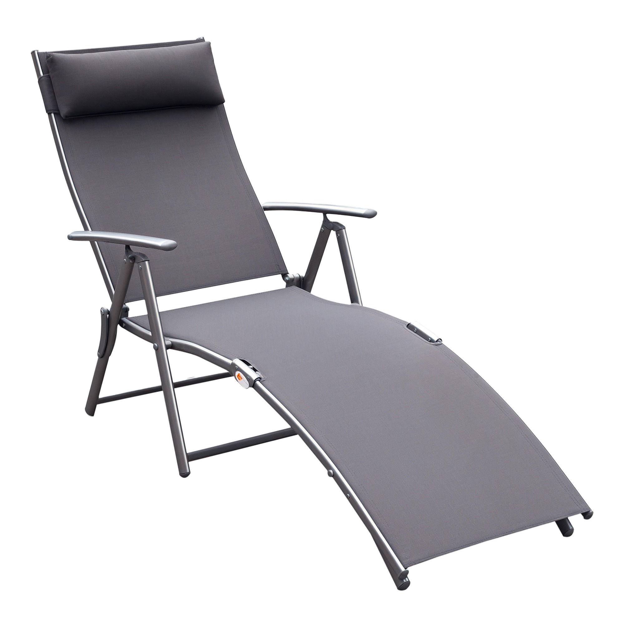 SONNENLIEGE DE-13550 7-fach verstellbar mit Kopfstütze Grau - Grau, Metall (63.5/100.5/137cm) - ComfortXL
