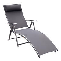 SONNENLIEGE DE-13550 7-fach verstellbar mit Kopfstütze Grau - Grau, Metall (63.5/100.5/137cm) - ComfortXL
