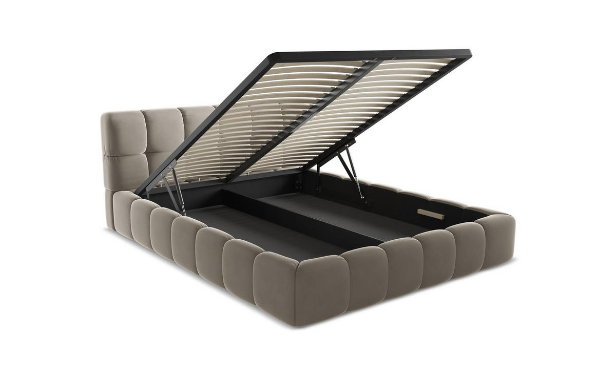 POLSTERBETT mit Lattenrost 220x260 Violett - Lila/Flieder, Kunststoff/Textil (160/200cm) - Makamii