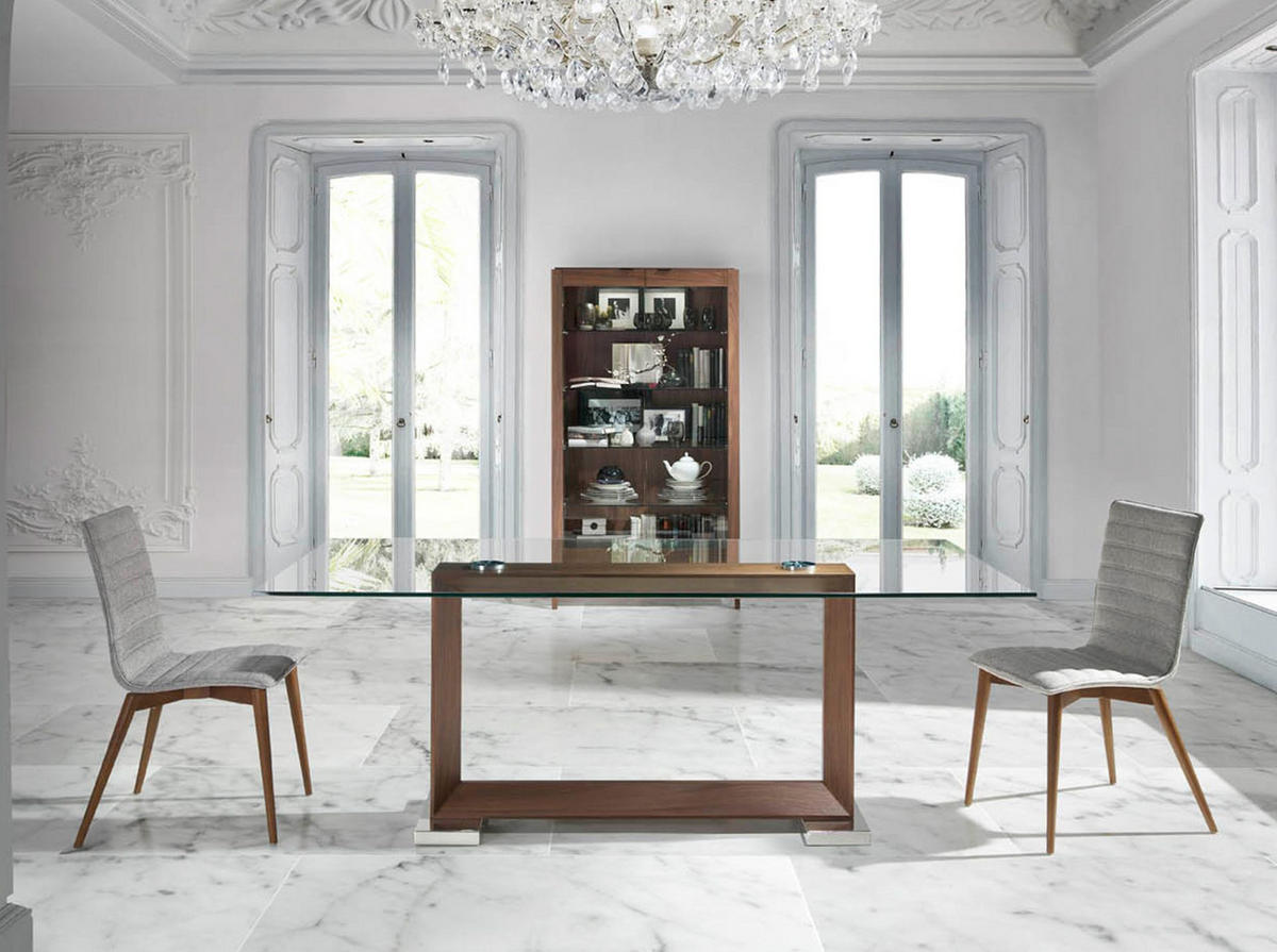 STUHL aus grauem Stoff - Nussbaumfarben/Walnussfarben, Holz/Textil (49/90/56cm) - ANGEL CERDA