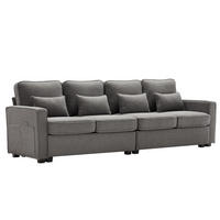 4-SITZER Sofa Leinenstoff mit Armlehnentaschen und 4 Kissen 264/83/87 cm Dunkelgrau - Dunkelgrau, Textil (87/264/83cm) - Redom