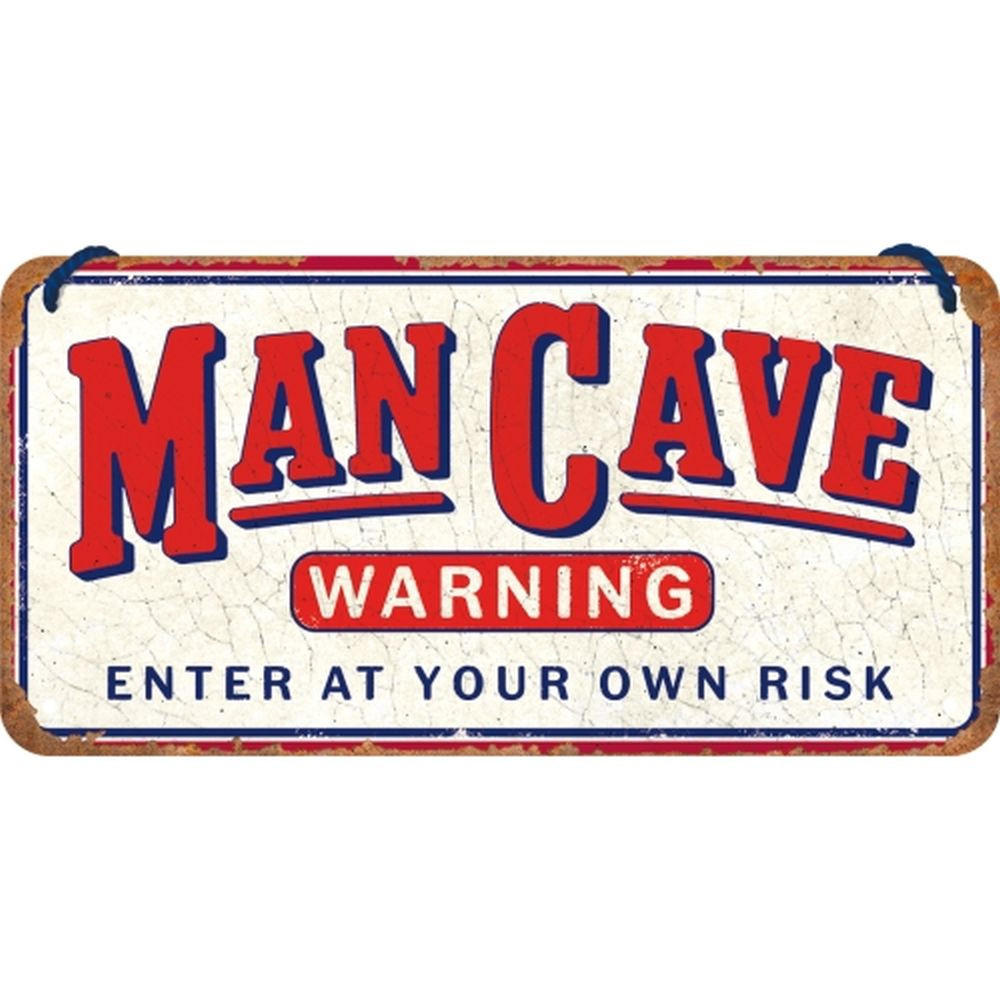 HÄNGESCHILD 10/20 cm Man Cave Warning - Multicolor, Metall (20/10/0.2cm) - Nostalgic-Art