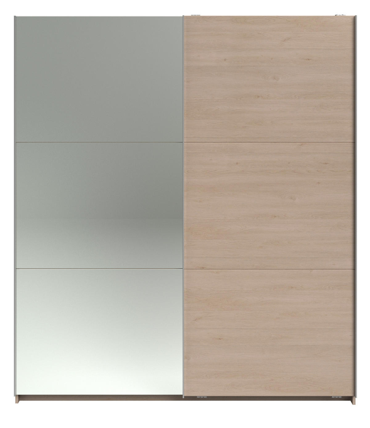 KLEIDERSCHRANK Eiche Jackson 178 cm, Schwebetürenschrank 2-türig mit Spiegel und Soft-Close - Eichefarben, Glas/Holzwerkstoff (178/203/59cm) - Parisot Meuble