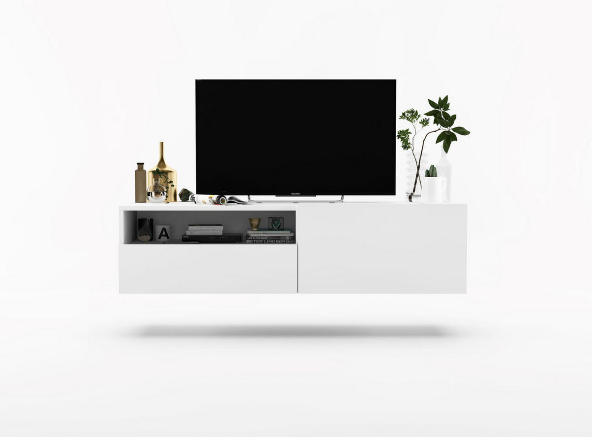TV-SCHRANK Enjoy Weiß matt Schublade 120 cm - Weiß, Holzwerkstoff (120/30/35cm) - Meble Lindner