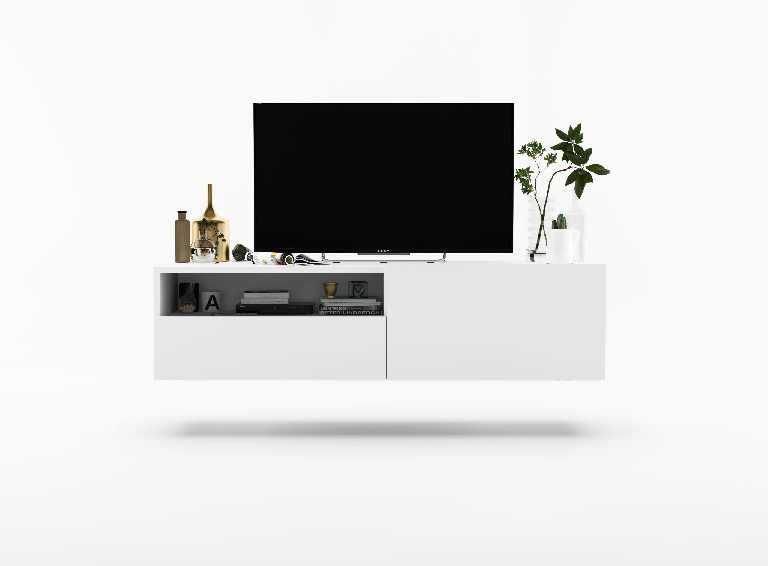 Thumbnail - Meble Lindner Tv-Schrank, Weiß, Holzwerkstoff, 2 Fächer, 1 Schubladen, Rechteckig, 120x30x35 cm, Wohnzimmer, Wohnwände, ...