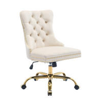 BÜROSTUHL Samt Beige mit goldfarbenem Metallgestell - Beige, Metall (50/98/63cm) - Meubliv