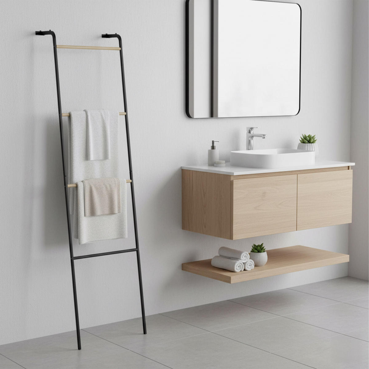 HANDTUCHLEITER - Schwarz, Metall (40/158/28cm) - Relaxdays