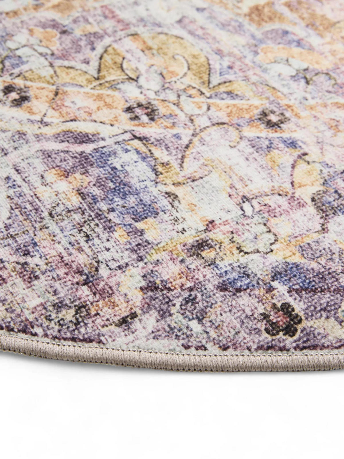 VINTAGE-TEPPICH George waschbar ø 120 cm rund - Lila/Multicolor, Kunststoff (120/120cm) - benuta