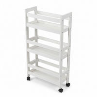 BADEZIMMERREGAL auf Rollen Kluk 38/15/76 cm - Weiß, Naturmaterialien (15/76/38cm) - NUXIO