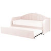 TAGESBETT 90/200cm Pastellrosa Eyburie - Pink, Textil (90/200cm) - Beliani