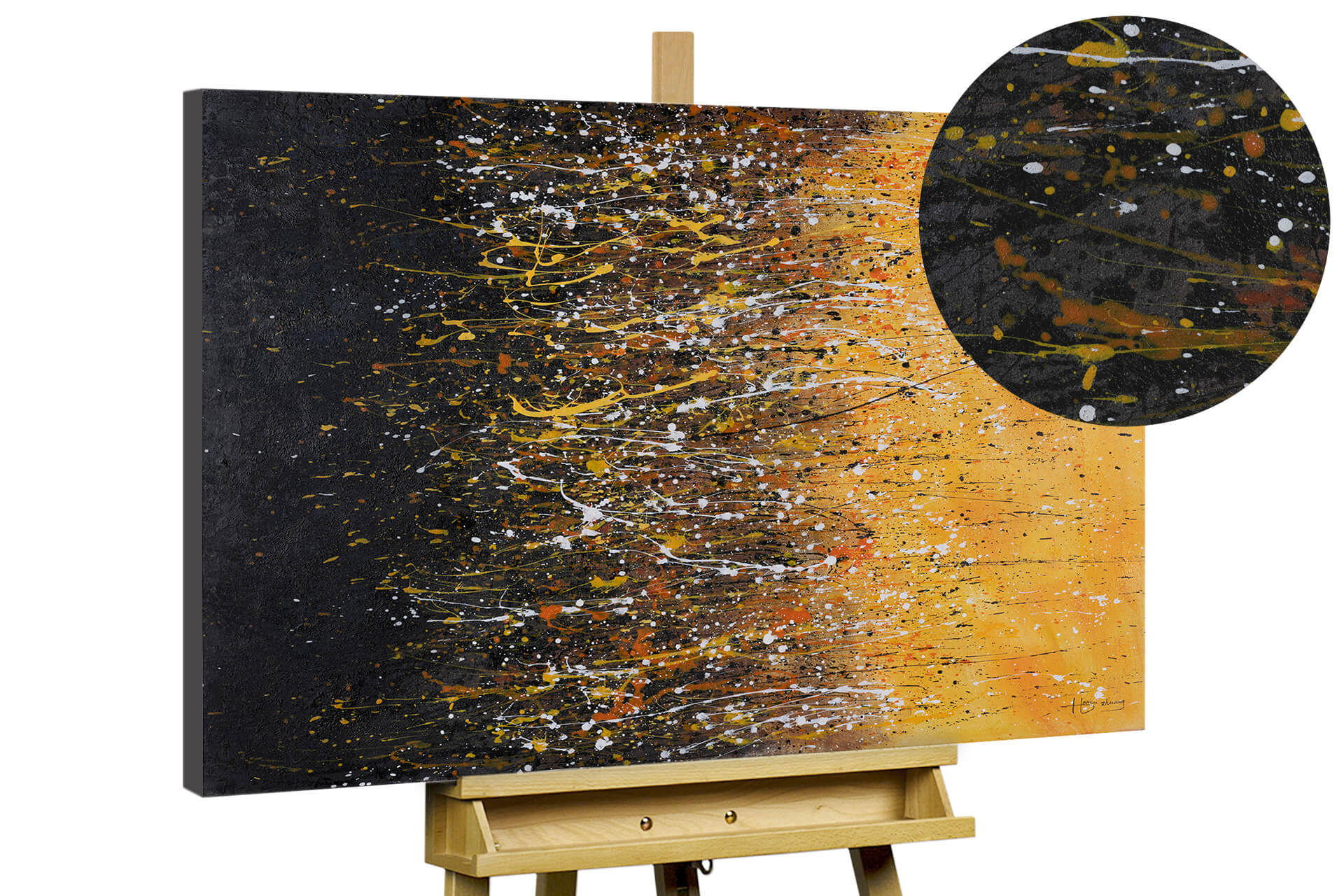 ACRYLBILD HANDGEMALT 100/75 cm - Gelb, Holz/Textil (100/75cm) - KUNSTLOFT