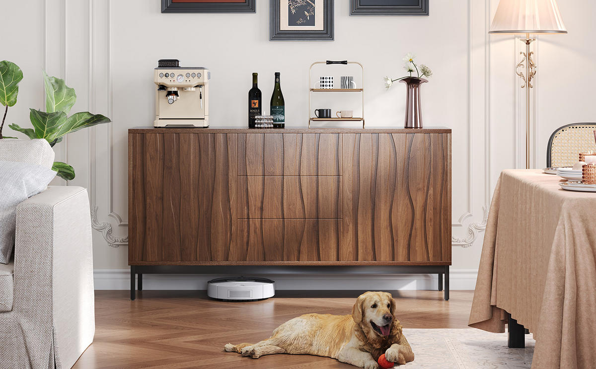 ANRICHTE Dunkelbraun 150/40/80 cm - Naturfarben, Holz (150/80/40cm) - PANGIVO