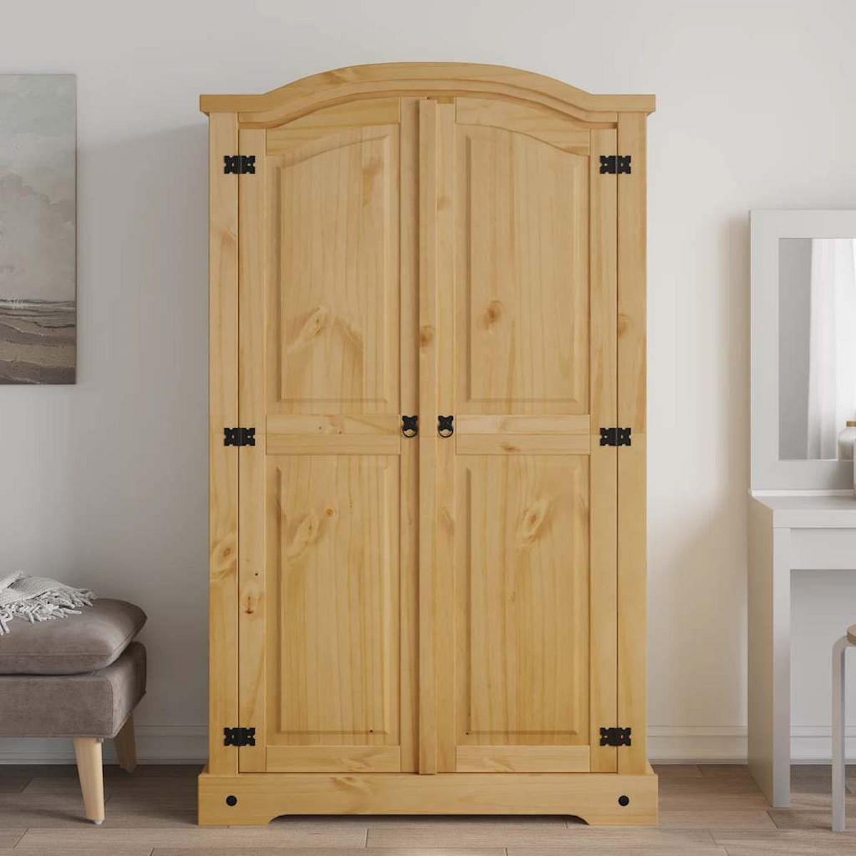KLEIDERSCHRANK Mexiko-Stil Kiefernholz 2 Türen - Braun, Holz (101/170/52cm) - vidaXL