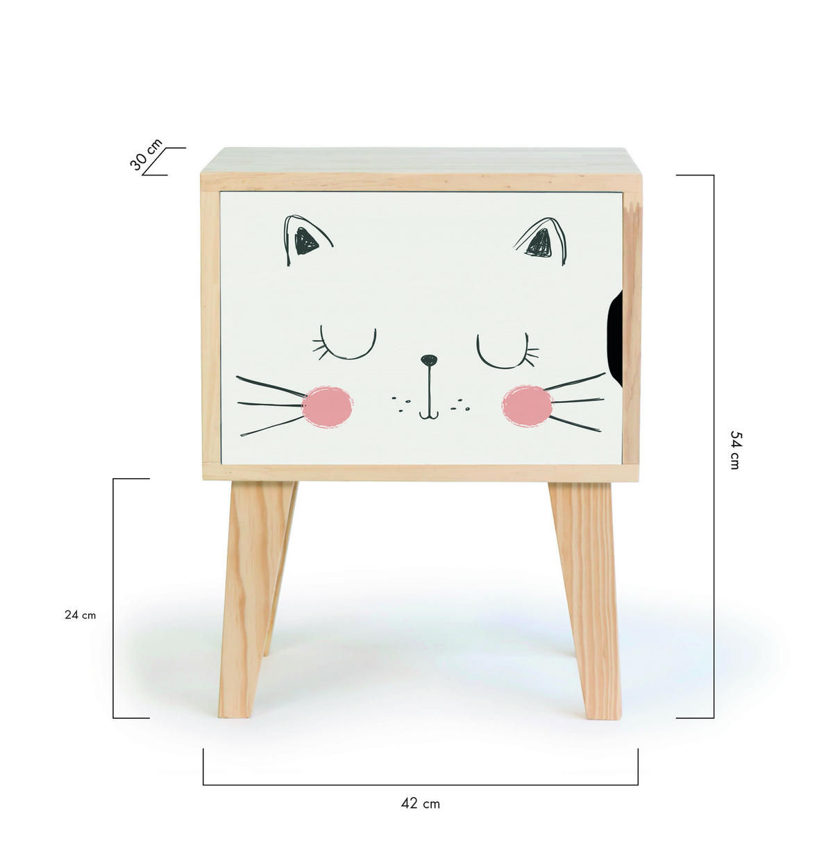 NACHTTISCH Montessori Natur KATZE - Beige, Holz (42/54/30cm) - RNT By Really Nice Things
