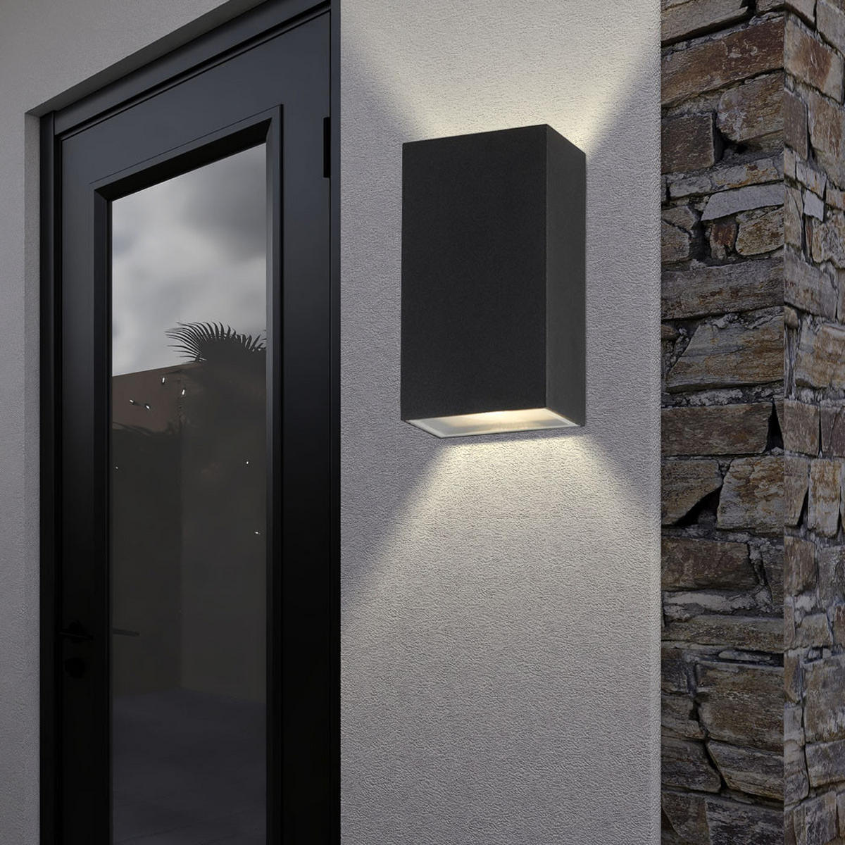 LED AUSSEN-WANDLEUCHTE Aluminium Schwarz - Schwarz, Glas (9/16.2/6cm) - SearchLight