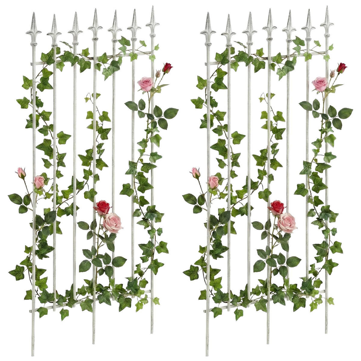 RANKGITTER 2er Set Metall Antik Weiß - Weiß, Metall (50/100/0.7cm) - CLP