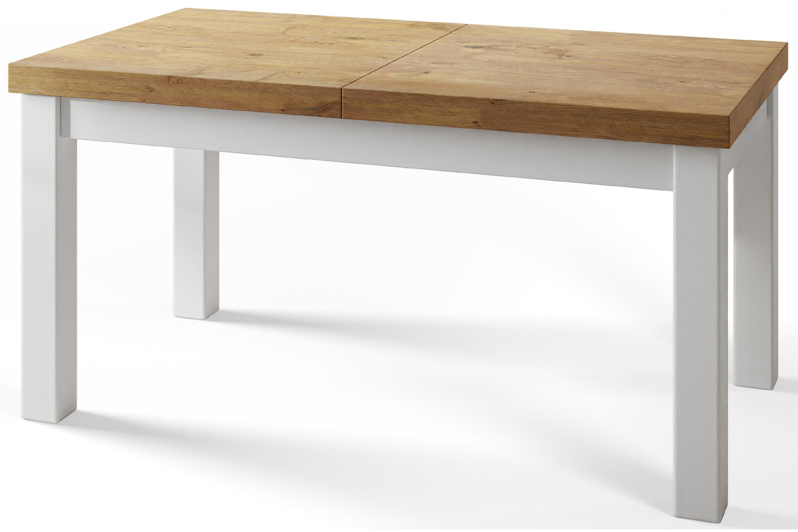 ESSZIMMERTISCH CLASSIC, ausziehbarer Tisch 200-300X100X78 cm, Farbe: LANCELOT, mit Holzbeinen in Farbe Weiß - Beige/Weiß, Holzwerkstoff (200/100/78cm) - Alpi-Möbel