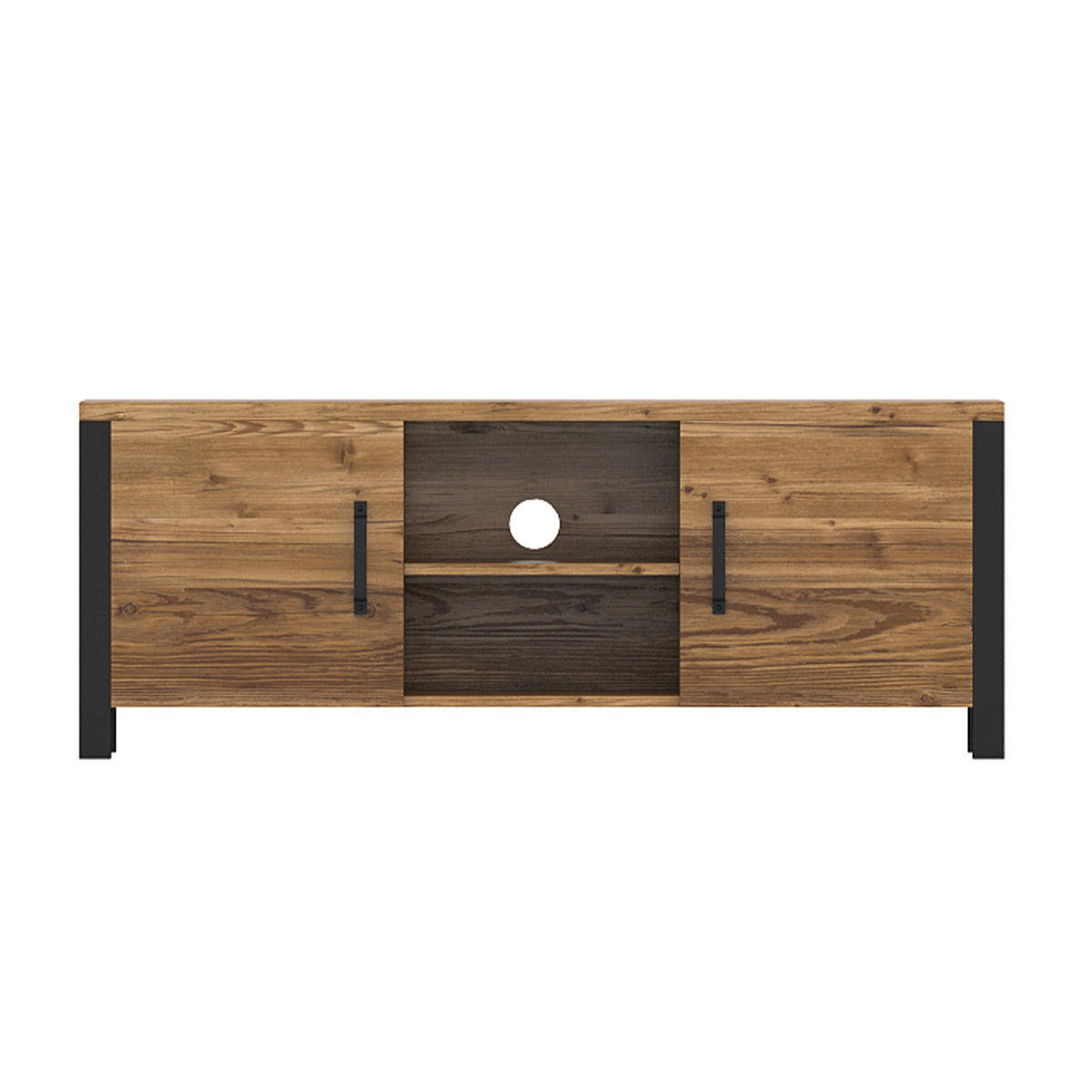 TV-MÖBEL Lyam Holz und Schwarz - Braun, Holzwerkstoff (147/57/43cm) - Petits-meubles