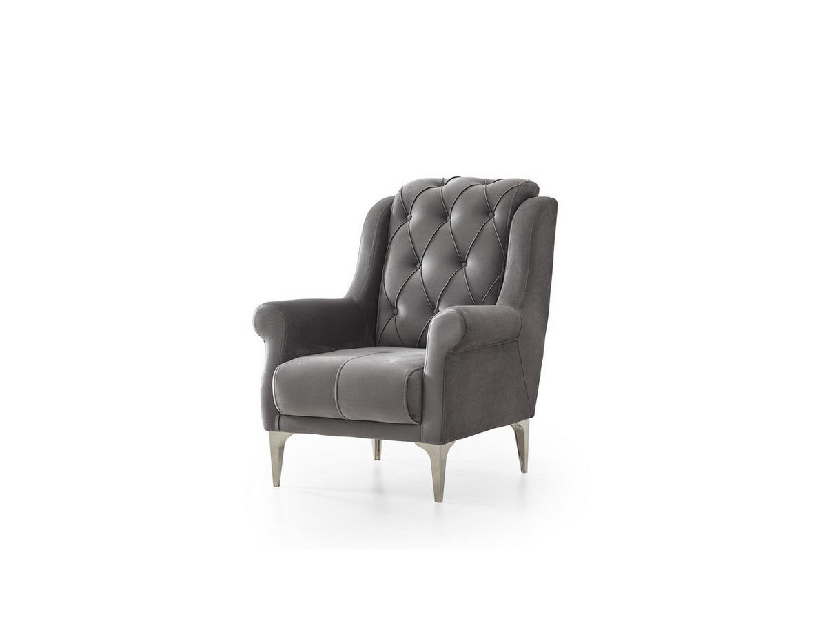 SITZGARNITUR Acelya, Grau Stellvariante 2+1+1 - Grau, Holzwerkstoff/Kunststoff (180/80/100cm)