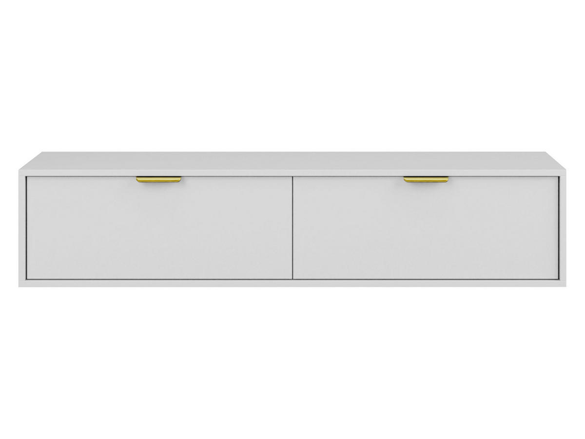 TV-LOWBOARD Senna 140 - Goldfarben/Weiß, Holzwerkstoff/Metall (140/35/33cm) - MIRJAN24