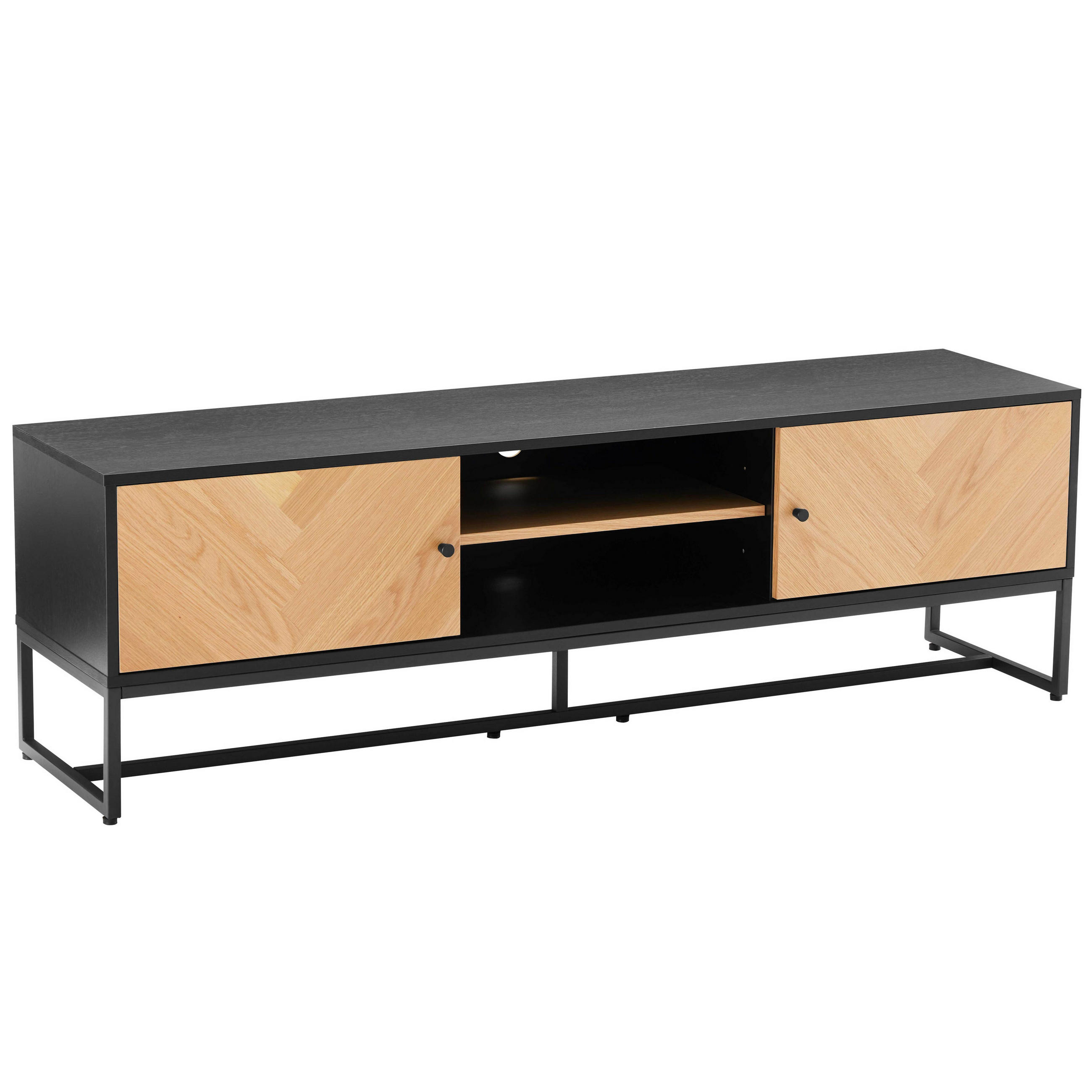 TV-SCHRANK, Schwarz - Schwarz, Holz/Holzwerkstoff (160/50/40cm) - Oviala