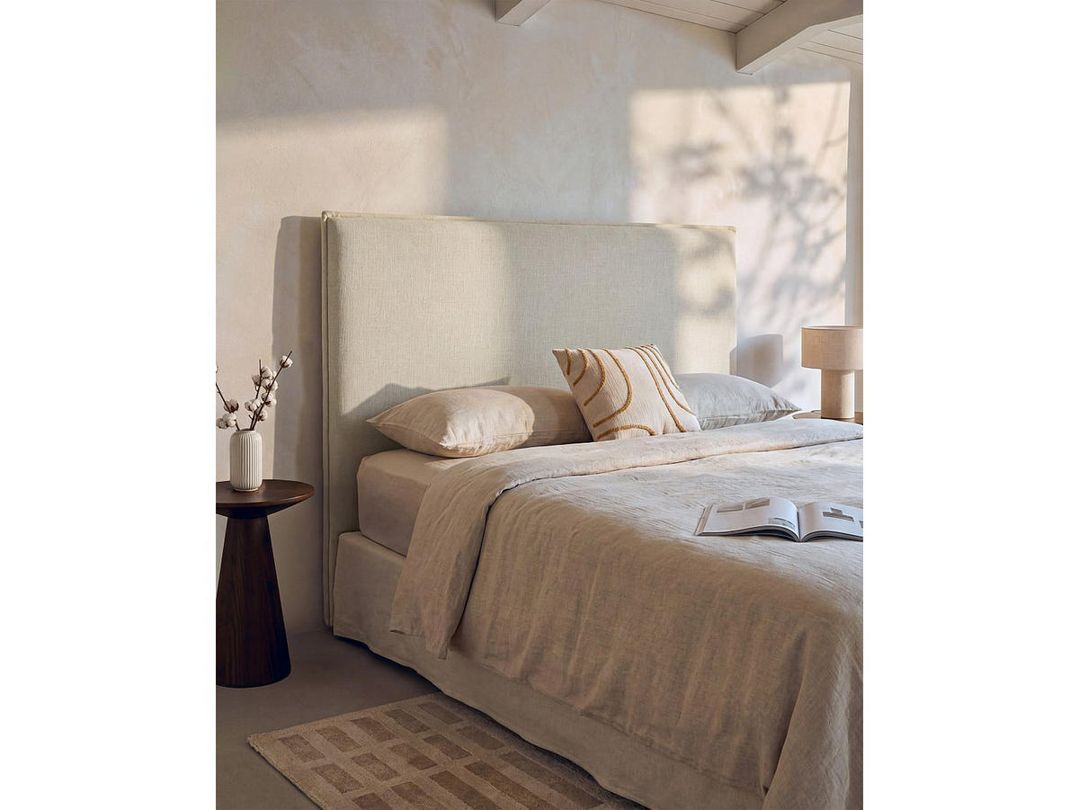 BETTKOPFTEIL - 2 Personen - stoff - beige Tahime - Beige, Textil (190/110/8.2cm) - Vente-Unique