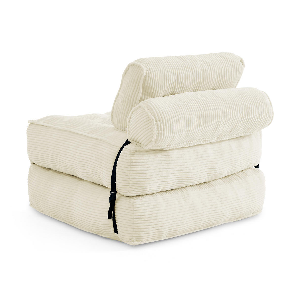 SCHLAFSESSEL 2-in-1 aus weichem Cord, klappbar als Loungesessel und Gästebett - Beige, Kunststoff (85/85/85cm) - Urban Meuble