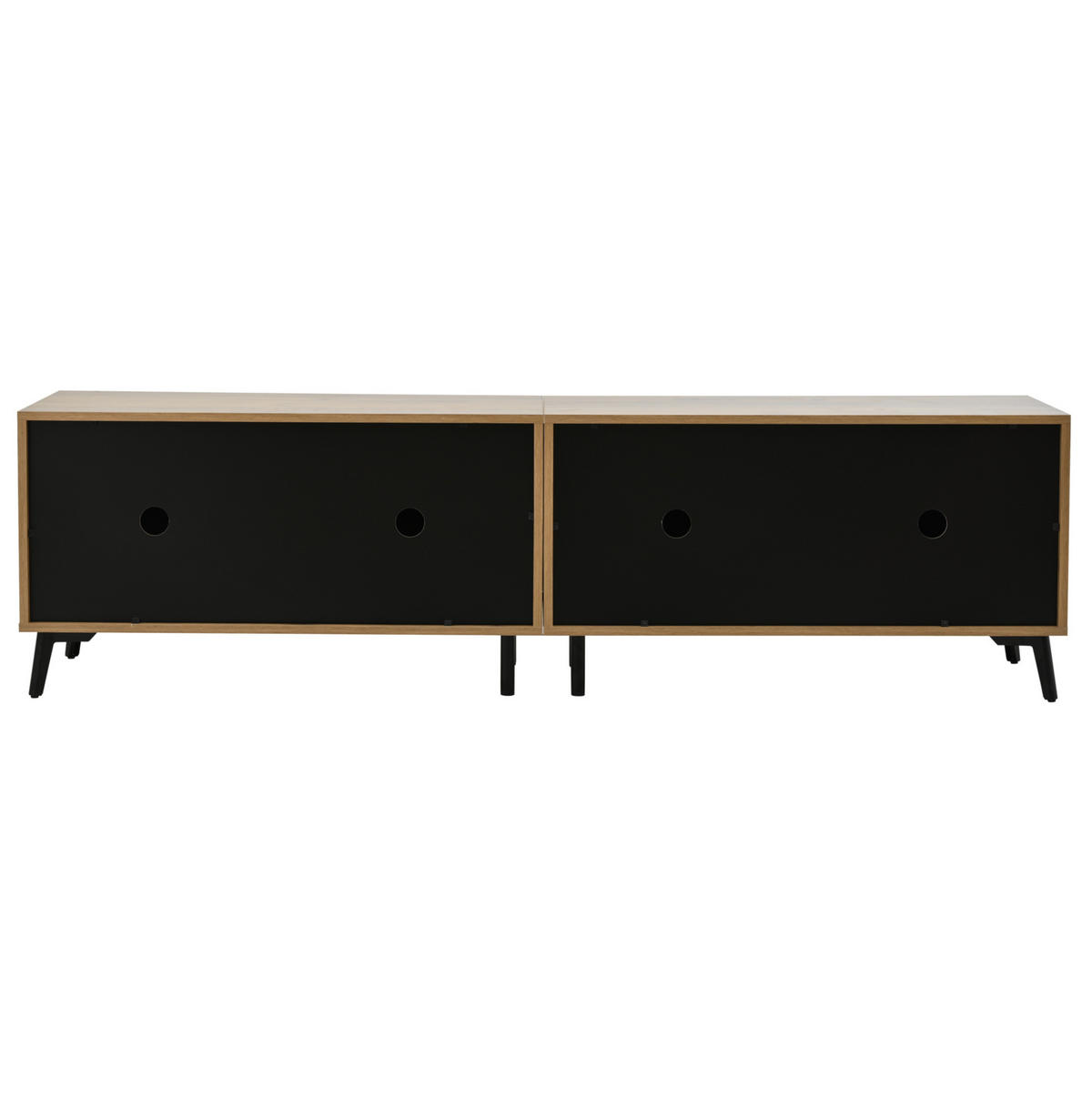 TV-LOWBOARD aus Spanplatte 180x40x50 cm Naturfarben/Schwarz mit 4 Türen, 4 Fächern und symmetrischem Design - Naturfarben, Holzwerkstoff (180/50/40cm) - Modfu