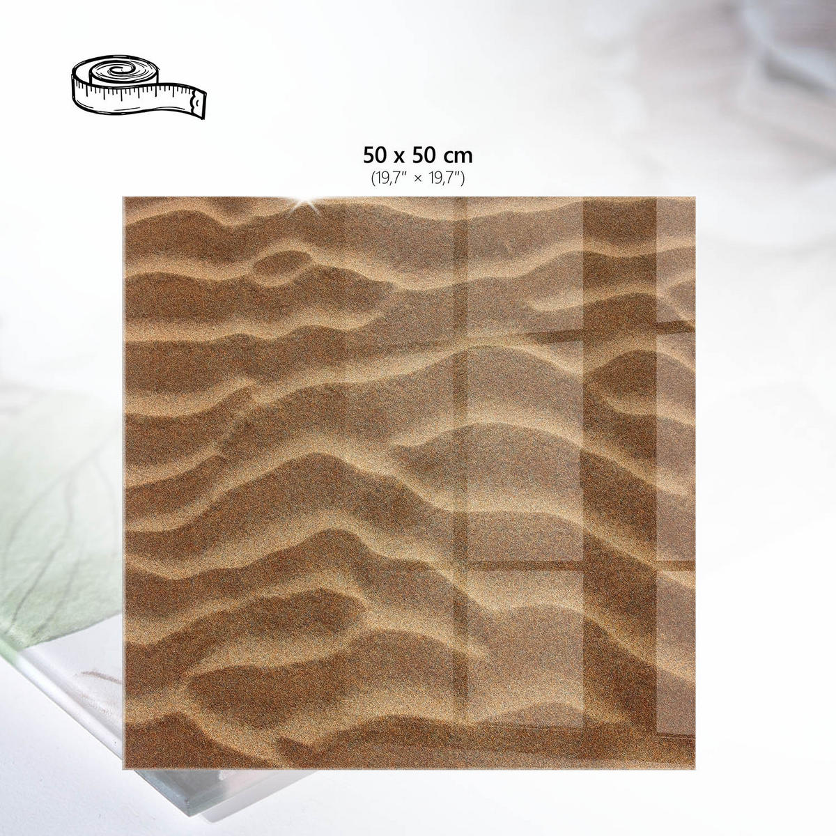 TISCHPLATTE 50x50 cm – Sandwellen - Weiß, Glas (0.4/50/50cm) - Wallfluent