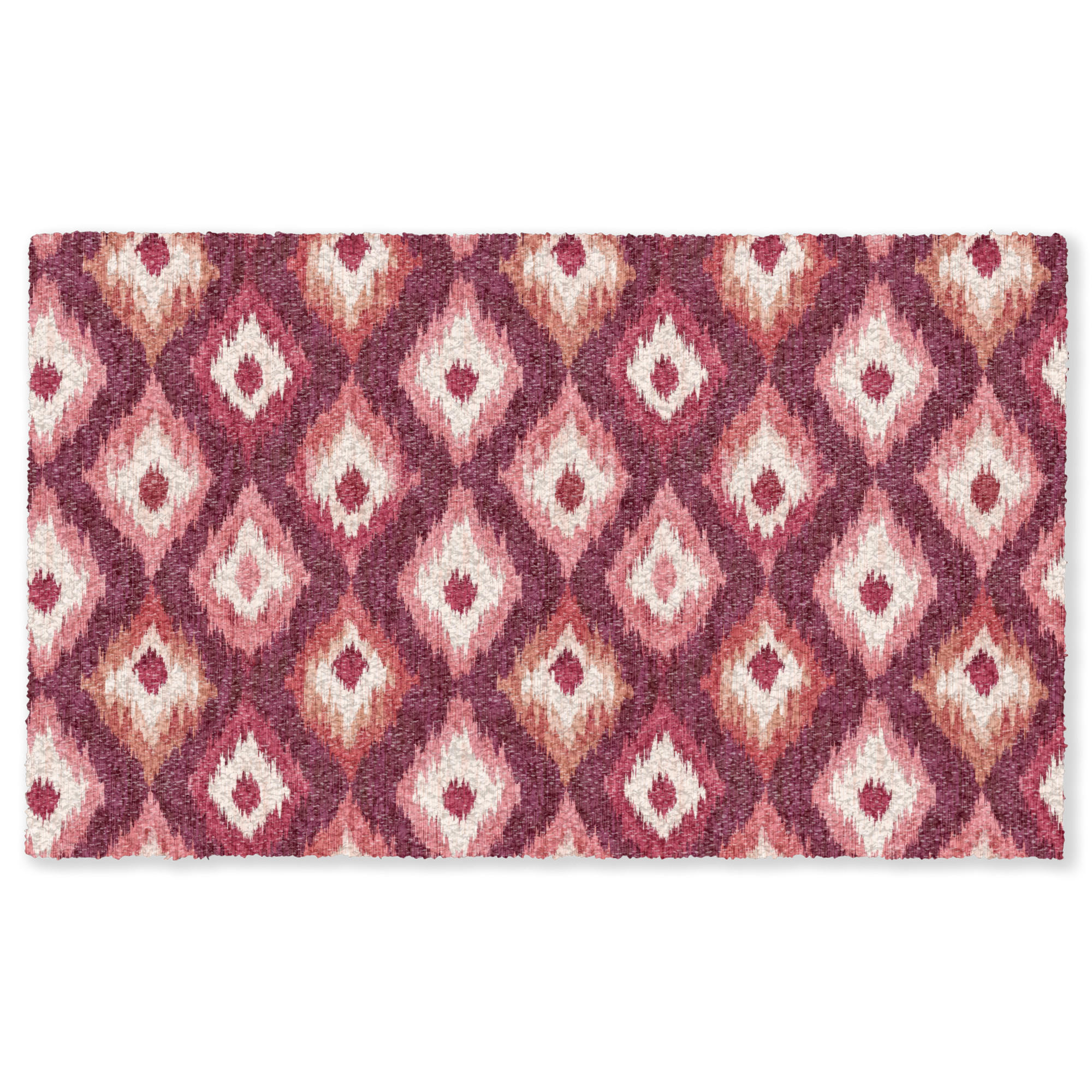 FUSSMATTE Diamantformen - Rosa - Muster - Textur Flurteppich 150x90 cm - Beere, Kunststoff (150/90cm) - MuchoWow