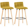 BARHOCKER 2er Set Samt gelb - Eukalyptusholzfarben/Gelb, Holz/Textil (42/94/49cm) - CLP