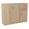 KOMMODE mit 2 Schubladen und 3 Türen - Hellbraun, Holzwerkstoff (110/85/35cm) - Home Collective