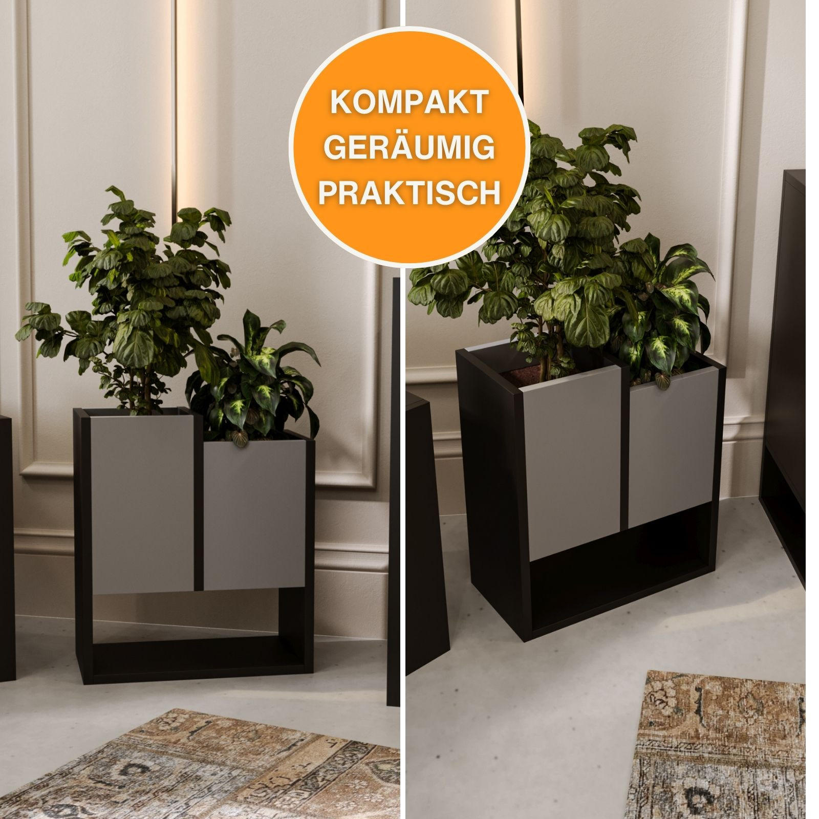 BLUMENKASTEN - Dunkelgrau, Holzwerkstoff (23/50/44cm) - RAUMHIRSCH FURNITURE