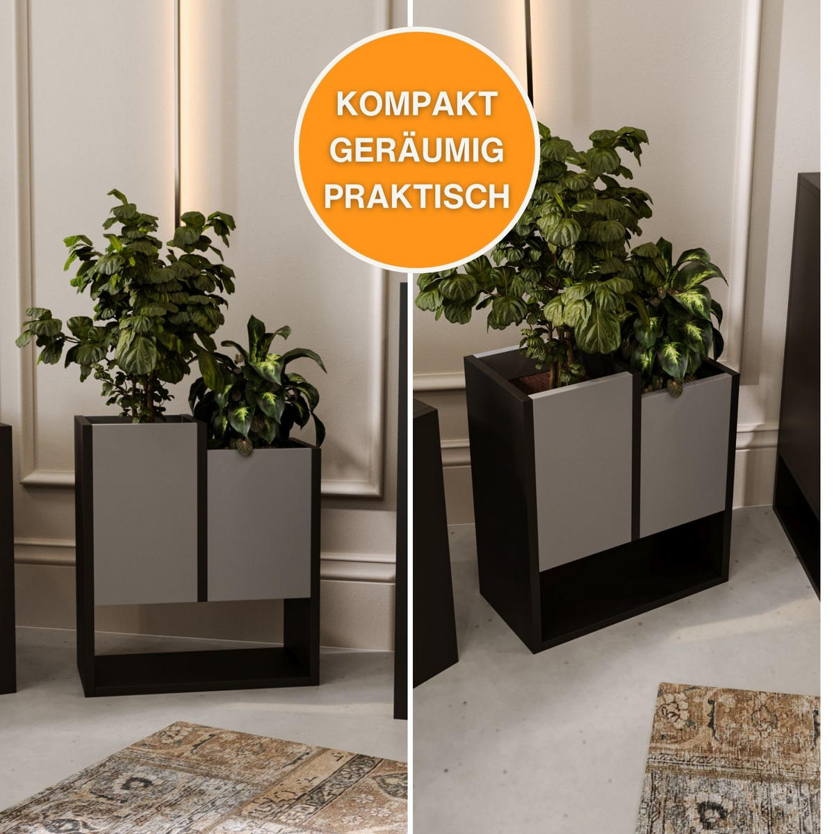 BLUMENKASTEN - Dunkelgrau, Holzwerkstoff (23/50/44cm) - RAUMHIRSCH FURNITURE