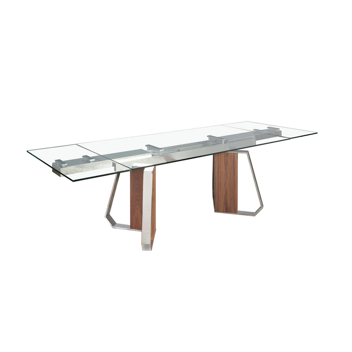 ESSTISCH Rechteckig Walnuss Glas Stahl 180/100/76 cm - Walnussfarben, Glas (100/180/76cm) - ANGEL CERDA