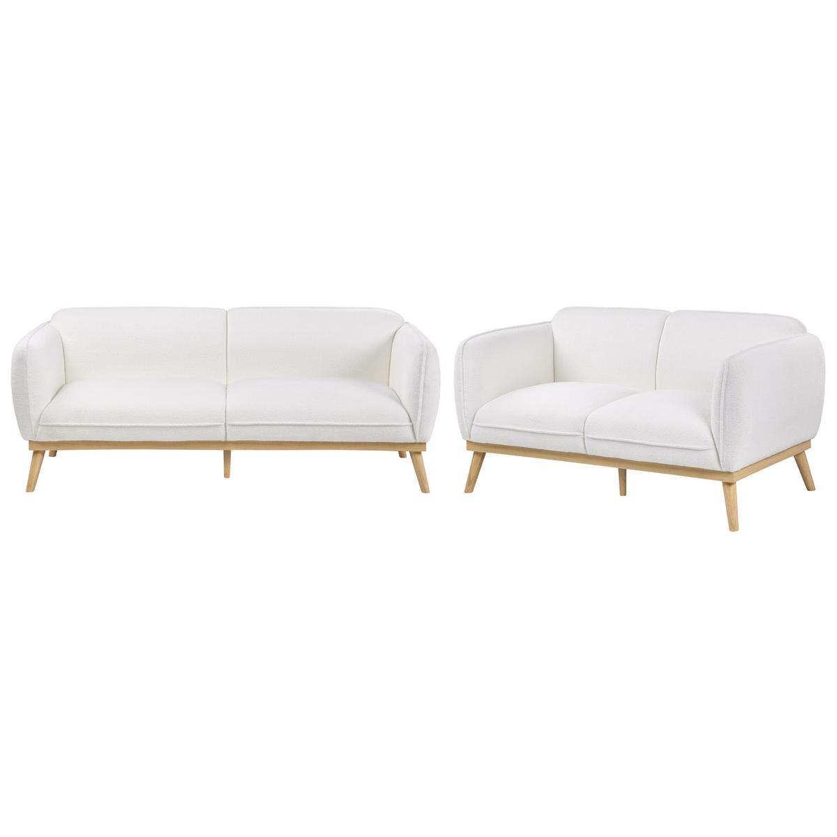 SOFA-SET 5-Sitzer Bouclé Weiß Ljung - Hellbraun/Weiß, Textil (210/82/82cm) - Beliani