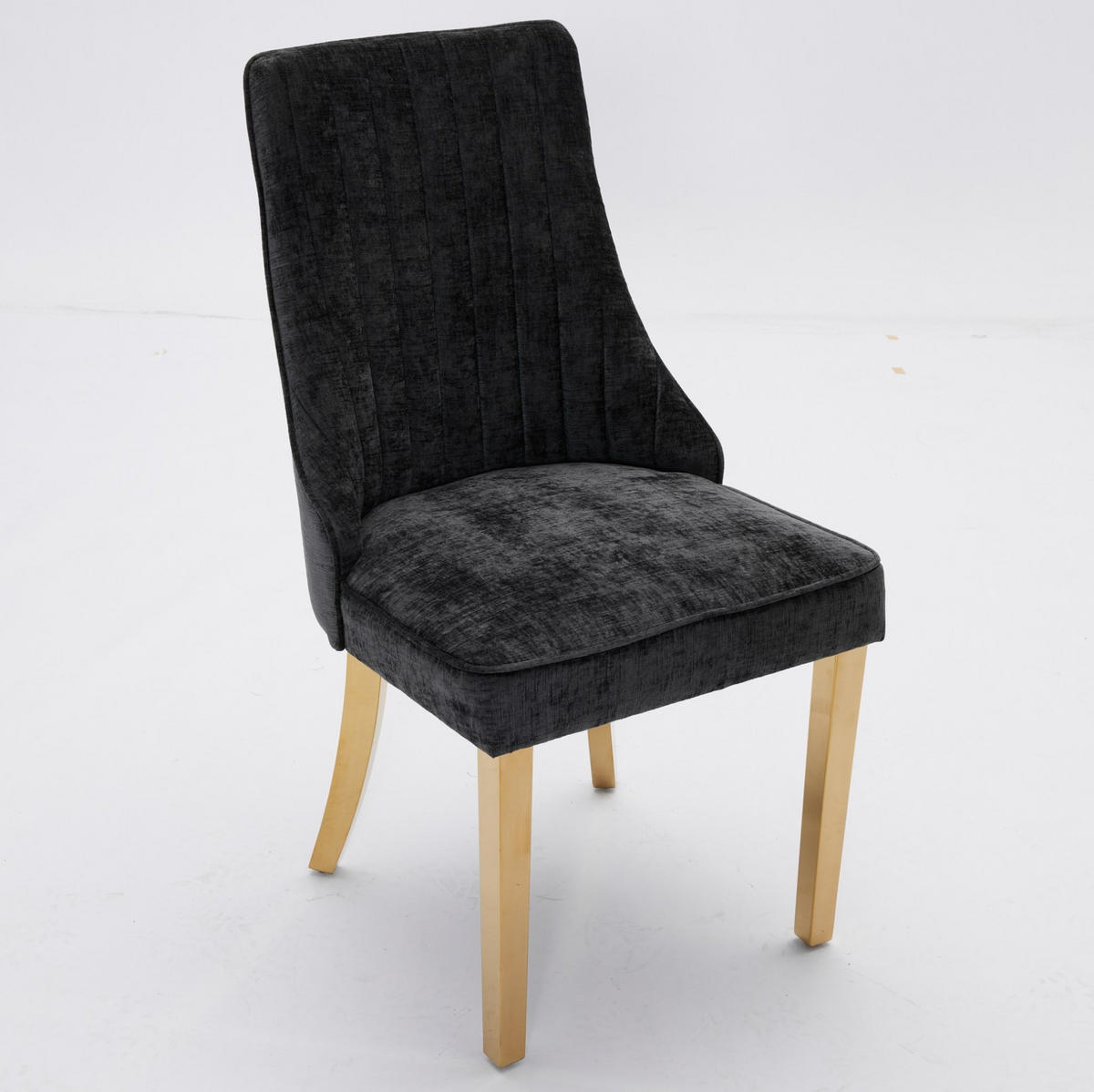 ESSZIMMERSTÜHLE mit hoher Rückenlehne Chenille Schwarz 2er-Set - Schwarz, Metall (50/95/65cm) - Meubliv