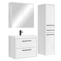 BADMÖBEL-SET Florence 4 Teile Weiß Hochglanz - 60 x 35 x 51 cm - Weiß, Holz (60/51/35cm) - Badplaats